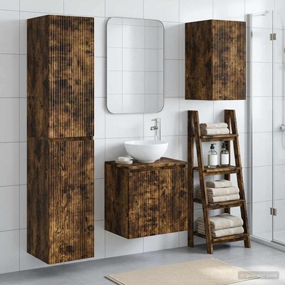 vidaXL Комплект мебели за баня 3 бр. Опушен дъб 33 x 34, 5 x 160 см (3406068)