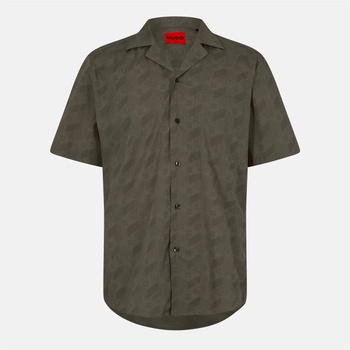 HUGO BOSS Риза с къс ръкав Hugo Ellino Short Sleeve Bowling Shirt - Med Brown 219