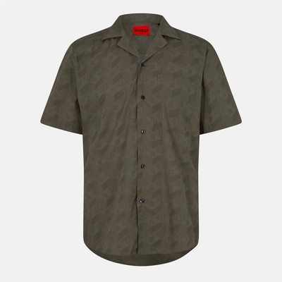 HUGO BOSS Риза с къс ръкав Hugo Ellino Short Sleeve Bowling Shirt - Med Brown 219