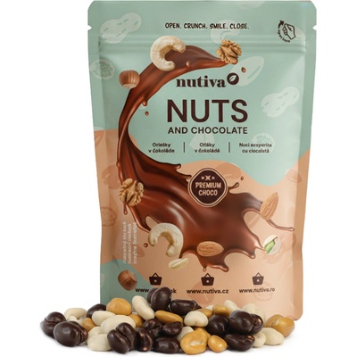 NUTIVA Arašidy v čokoláde trojfarebné 200g