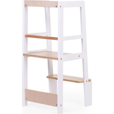 Childhome Židle Learning Tower přírodní 90 x 40 x 41 cm bílá dřevěný design
