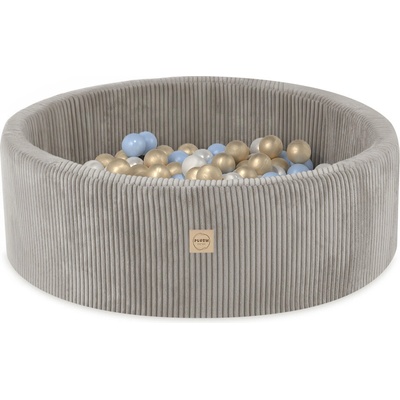 PLUSH NEST PLUSH NEST Suchý bazén okrúhly z prémiového menčestru béžový Ø 90 × 30 cm s 200 loptičkami