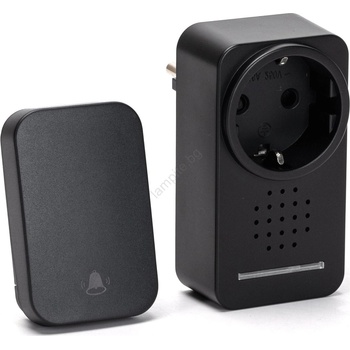 Aigostar - Безжичен звънец за контакт 1Z 230V IPX4 черен (AI1845)