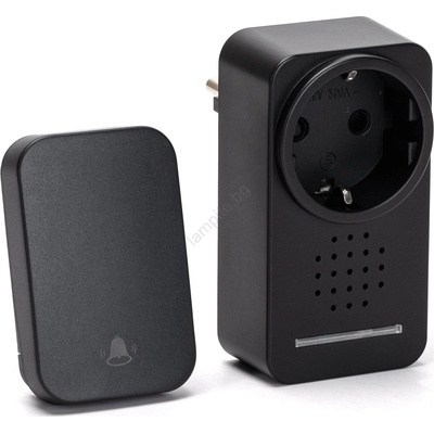 Aigostar - Безжичен звънец за контакт 1Z 230V IPX4 черен (AI1845)