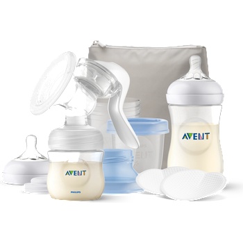 Philips Механична помпа за изцеждане Natural Motion Комплект с шишета, Via, несесер