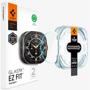 Spigen Samsung Watch Ultra 2 eSIM 47 мм SPIGEN EZ FIT стъкло за защита на дисплея, 2 бр. , 2.5D, 9H + помощна рамка, ПРОЗРАЧНО (AGL11758)