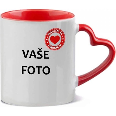 FOTOpošta HRNČEK S FOTKOU FAREBNÝ uško srdce RÁMIK SRDCE PEČAŤ Čierny 350 ml