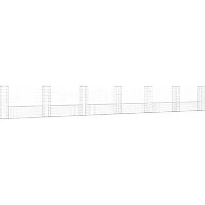 Nabytek XL Gabionový koš ve tvaru U se 7 sloupky železo 740 x 20 x 100 cm