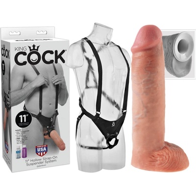 King Cock Strap on 11 duté dildo s popruhem 28 cm