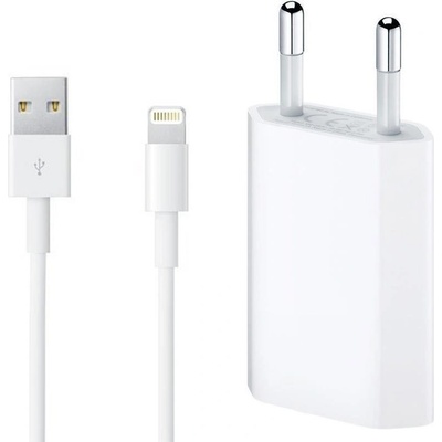 Apple (OEM) Зарядно за телефони Apple iPhone с кабел Lightning, оригинален, 5W, 1A (193583)