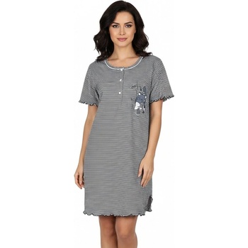 Памучна нощница на райе в бяло и черно с котета