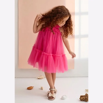 Abel & Lula Нежна тюлена рокля в цвят фуксия за момиче Abel&Lula