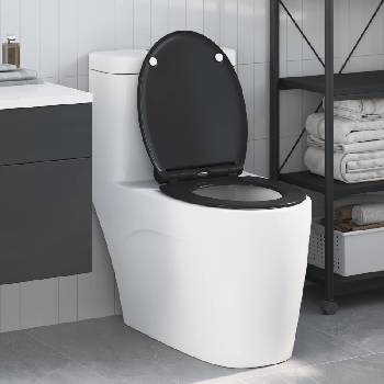 vidaXL Тоалетна седалка Черно 45, 5 x 37, 5 x 3, 8 см Дуропласт (42002364)