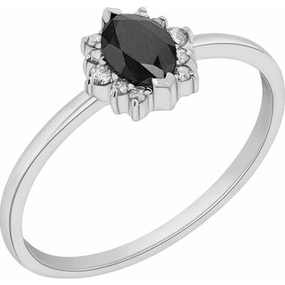 Eppi Zásnubný prsteň s čiernym marquise diamantom Jone R43057