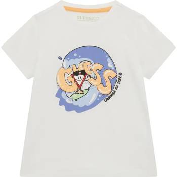 Image 1 of GUESS Бяла тениска със забавна апликация и надпис Guess за мини момче