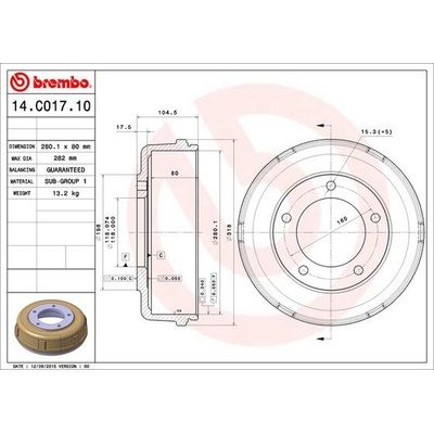 BREMBO Brzdový bubon 14C01710