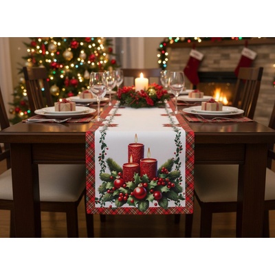 Mybesthome Vánoční ubrus - běhoun XMAS CANDLES 40x180 cm – Zboží Dáma Mybesthome Vánoční ubrus - běhoun XMAS CANDLES 40x180 cm – Zboží Dáma