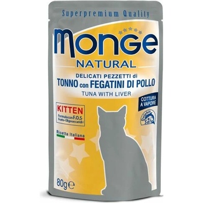 MONGE NATURAL KITTEN pre mačiatka tuniak s pečeňou v želé 80 g
