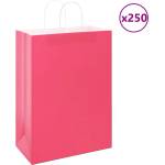 vidaXL Хартиени торбички 250 бр с дръжки розови 32x17x44 см (4101678)