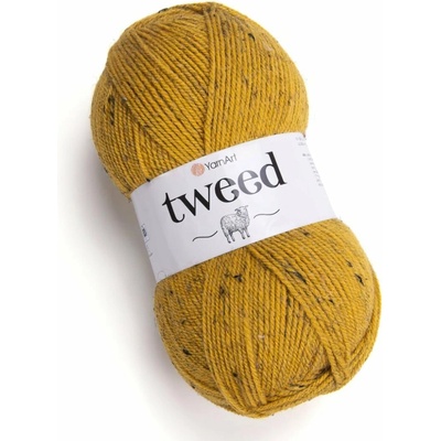 YarnArt pletací příze TWEED 233 okrová s barevnými nopky, 100g/300m