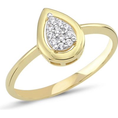 Lillian Vassago Zlatý prsten se slzou a zirkony LLV66 GR072