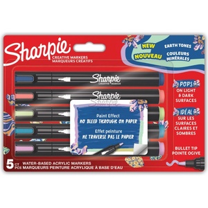 Sharpie Комплект маркери Sharpie Acrylic, 5 цвята, бл, земни цветове (32528-А-ЗЕМНИ ЦВ)