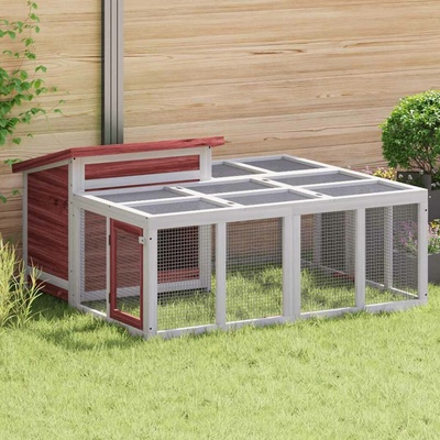 vidaXL Králíkárna moka 144 x 123 x 67,5 cm masivní borové dřevo
