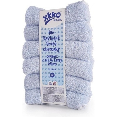 XKKO BIO bavlnené froté obrúsky Organic 21x21 Biele (6ks)
