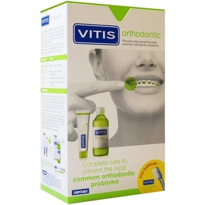 Dentaid Vitis Комплект Ortho - Четка за зъби Access, Вода за уста и Паста за зъби, 500 + 100 ml
