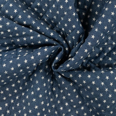 Prošívaná větrovkovina – Denim hvězdy