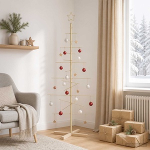 vidaXL Метална коледна елха със стойка KUOPIO 150 см Стомана Златист (42053869)