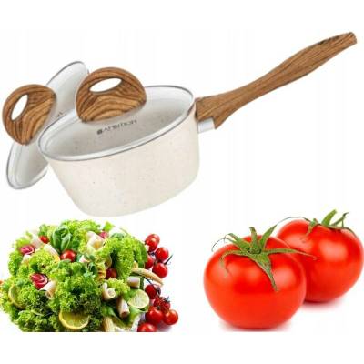 AMBITION NATURE RENDLÍK 1,2 L S POKLICÍ 16 CM INDUKCE NEPŘILNAVÝ KRÉMOVÝ