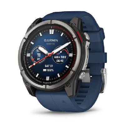 Смарт часовник Garmin Quatix 8, 51mm, 1.4" (3.55cm) AMOLED дисплей, Bluetooth/Wi-Fi, сензор за дълбочина и околна светлина, 10ATM водоустойчивост, до 29 дни време на работа, син (010-02905-91)