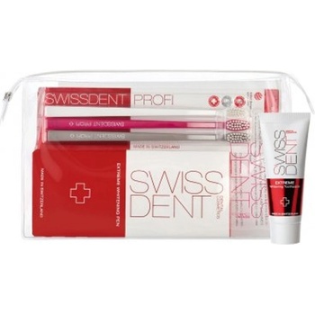 Swissdent Emergency Kit Red (Extreme whitening bělicí zubná pasta 50 ml + ústní spray Extreme 9 ml + zubná kartáček profi whitening soft )
