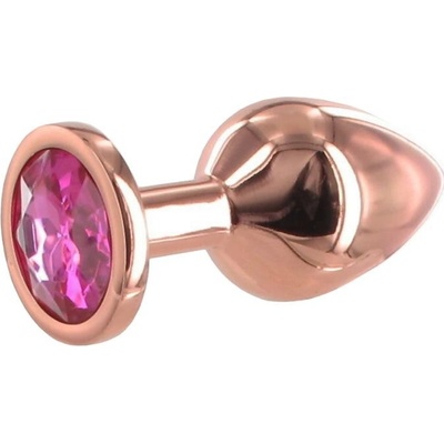 Basic X Rosegold kovový anální kolík s kamínkem růžový vel. S