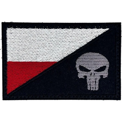 Nášivka s polskou vlajkou - Punisher 75 x 45 mm