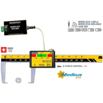 Microtech Дигитален шублер за измерване на външни канали Microtech Modbus MICRON DataMet eForce 1-20 N - 150 мм, 0, 001 мм (141430158M)