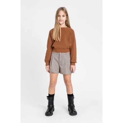 Twinset Girl svetr s knoflíky hnědý