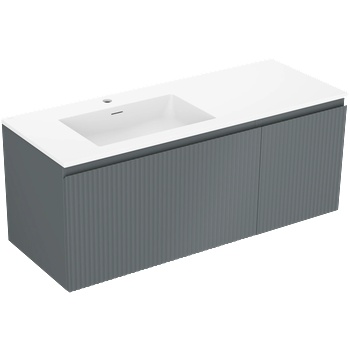 Mexen Rivel баня скрин 120 см с мивка Otis лява, 1S, 1D, канален, графит мат/бял мат - 91A23-12047-3-BBFF66-W18L01 (91A23-12047-3-BBFF66-W18L01)