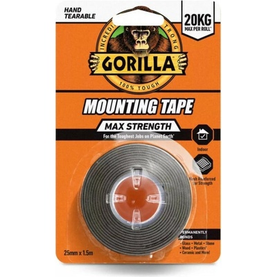 Gorilla Obojstranná lepiaca páska do interiéru 25 mm x 1,5 m čierna