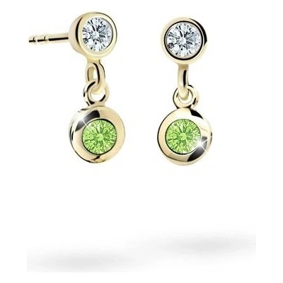 Danfil dětské náušnice C1537 ze žlutého zlata s kamínkem Peridot Green zapínání balónek