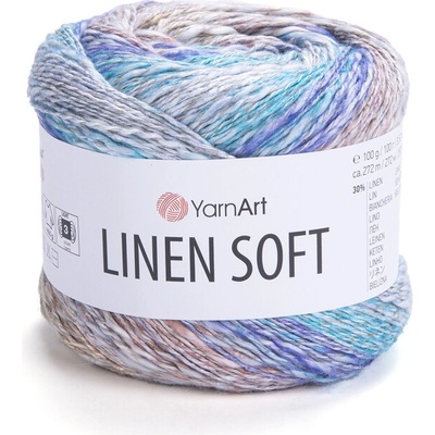 Yarn Art příze Linen Soft 7402 modrá šedá a rezavá