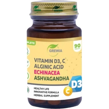 Grewia Vitamin D3 + C | with Alginic Acid, Echinacea & Ashwagandha [90 Таблетки]