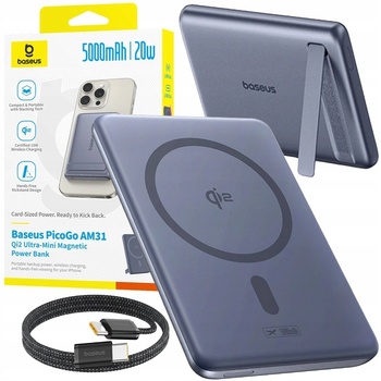 Baseus PicoGo AM31 5000mAh Power Bank Qi2 Type-C Тъмно сив (6932172690502)