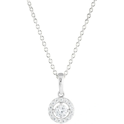 Gemmax Řetízek z bílého zlata s kulatým přívěskem se zirkony GLSWB-34791-39271
