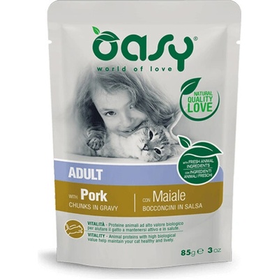 Oasy Cat Chunks in Gravy Adult Bravčové mäso 85 g