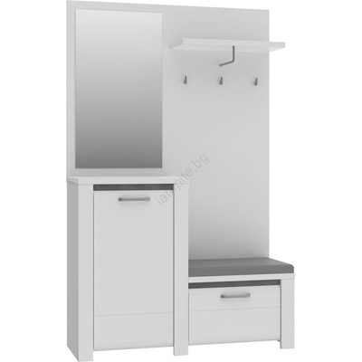 FORTE Стенка за антре с огледало hiro бяла/сива (fr0024)