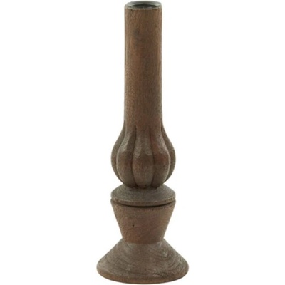 Tmavě hnědý dřevěný svícen na úzkou svíčku Tavola - Ø 9*25 cm - Light & Living