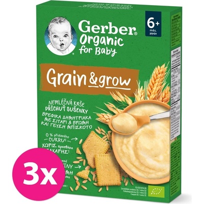 Gerber Organic bezmliečna s príchuťou sušienky 3 x 200 g​