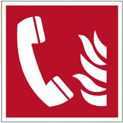 Bezpečnostní požární značení, telefon s požární signalizací – hliníkový kompozit, 100×100 mm